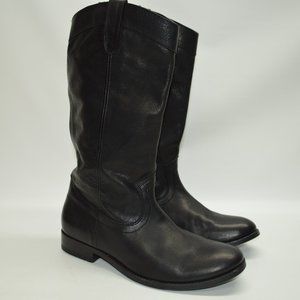 Frye Melissa Pull On Black Leather Riding Boots
